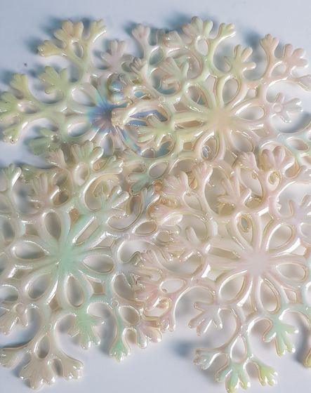 !09 НАБОР 8 СНЕЖИНОК - ЕЛОЧНОЕ УКРАШЕНИЕ &quot;CLASSIC WHITE&quot; СНЕЖИНКА, 10 СМ. ПЕРЛАМУТРОВАЯ