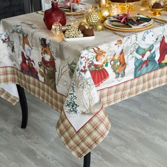 !09 Скатерть &quot;Winter holidays&quot; 150х220 см +/-3см с ГМВО, хлопок 100%