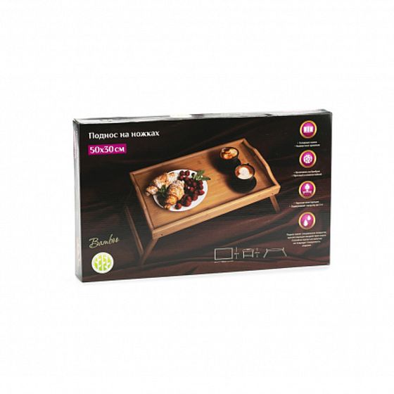 Поднос на ножках 50х30см бамбук