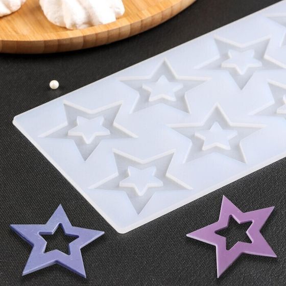 !09 Коврик для айсинга «Звёзды», 8 ячеек, 22x11,5x0,3 см, цвет прозрачный