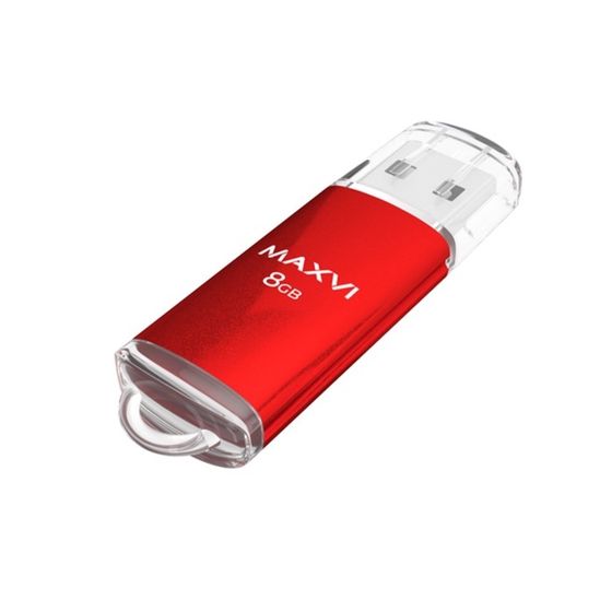 Флешка Maxvi MP, 8 Гб, USB2.0, чт до 25 Мб/с, зап до 15 Мб/с, красная