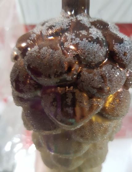 !09 Украшение новогоднее Шишка 6х6х14см стекло цвет коричнево-бежевый с блесками