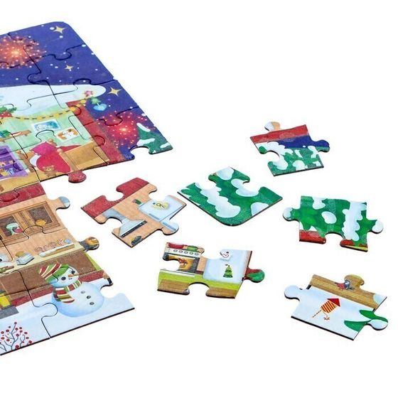 !09 Светящийся пазл «Новогодние хлопоты», 63 детали