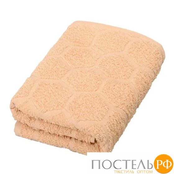 529702/5 Полотенце махровое с бордюром &quot;Сота&quot; бежевый 50*90, 420гр/м2