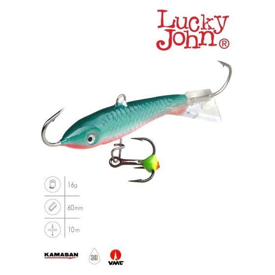 Балансир Lucky John CLASSIC 6 + тройник, 6 см, цвет 54 блистер