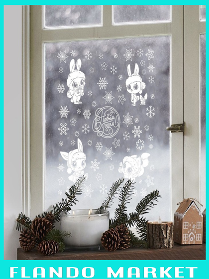!09 Наклейка для окон «Зайчики», многоразовая, 50 х 70 см