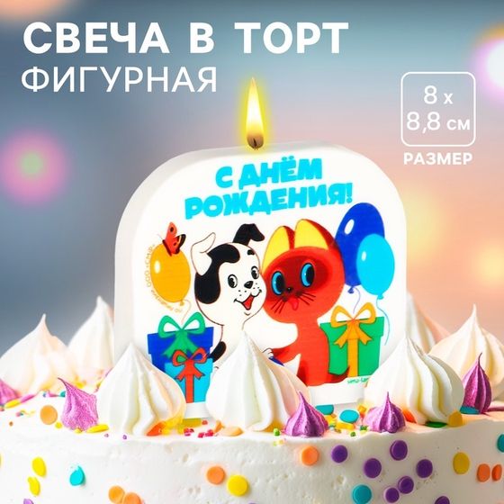 Свеча для торта &quot;С Днем Рождения!&quot;, 8 х 8,8 см, Союзмультфильм