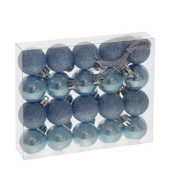 Набор из 20шт, Украшение новогоднее Шар "Снежок голубой", D3 см, L3 W3 H4 см