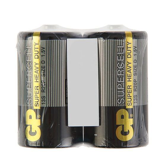 Батарейка солевая GP Supercell Super Heavy Duty, 13S R20Р, 1.5В, спайка, 2 шт.