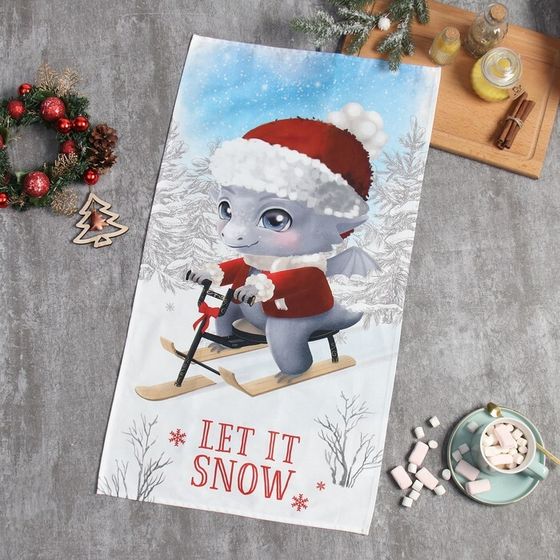 Новый год. Полотенце Этель Let it snow 40х73 см, 100% хл, саржа 190 г/м2