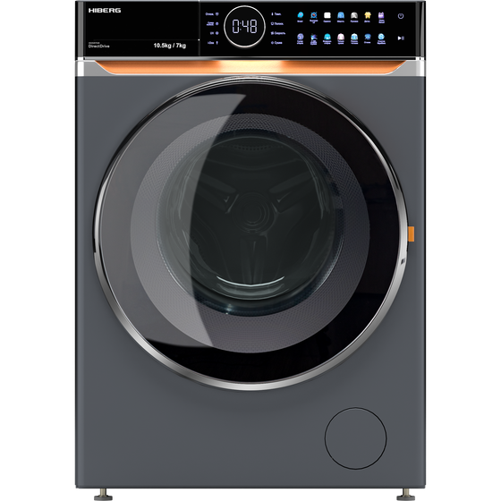 Стиральная машина Hiberg i-DDQ10-10714 Sd темно-серый, стирка 10.5кг, сушка 7кг, 1400об/мин