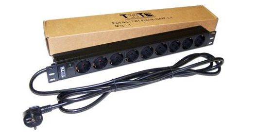 Блок распределения питания Lanmaster TWT-PDU19-16A9P-3.0 гор.размещ. 9xSchuko базовые 16A Schuko 3м