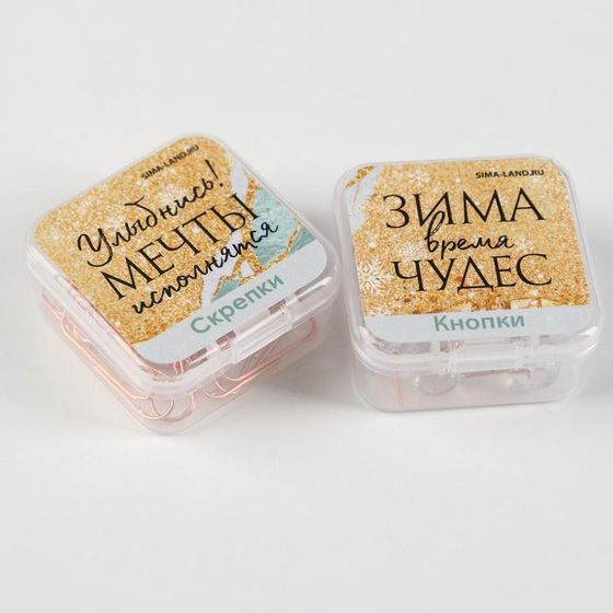 !09 Набор «Сияй ярче этой зимой»: 50 листов, кнопки 20 шт, скрепки 20 шт, ручка металл