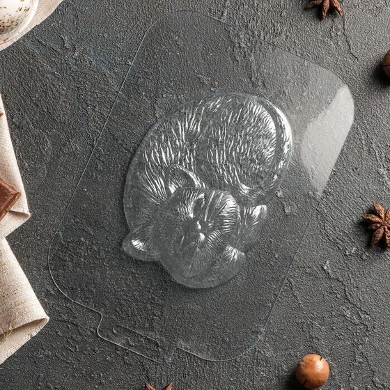 !09 Форма для шоколада и конфет «Кисонька», 127×93×14 мм, пластик, прозрачная