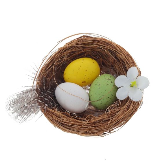 Изделие декоративное "Гнездо пасхальное" (блок 12 шт), L5,5 W5 H2 см, 4в.