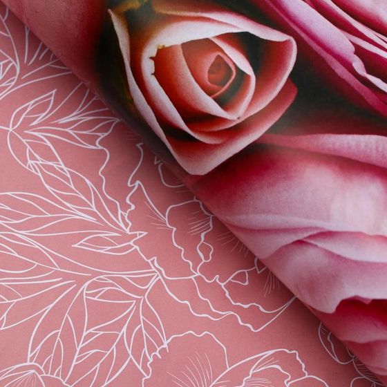 !Бумага глянцевая 4 листа двусторонняя &quot;Пионы&quot; 0,5 х 0,7 м.