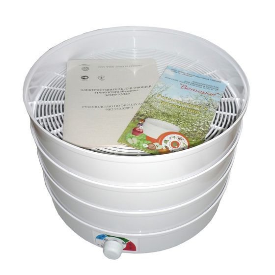 Сушилка для овощей и фруктов Ветерок ЭСОФ-0.5/220-02 500Вт 3под. белый (гофр.уп)