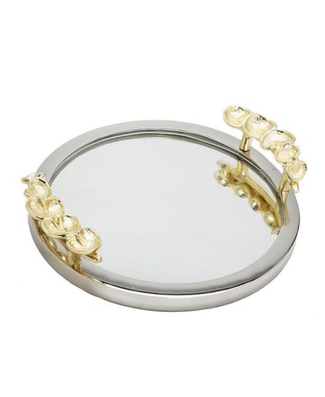 Mirror Tray Border Leaf Design on Handle 12&quot; x 2&quot;