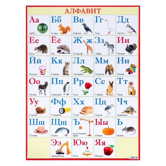 Плакат &quot;Алфавит&quot; тыква, красная рамка, 44,6х60,2 см