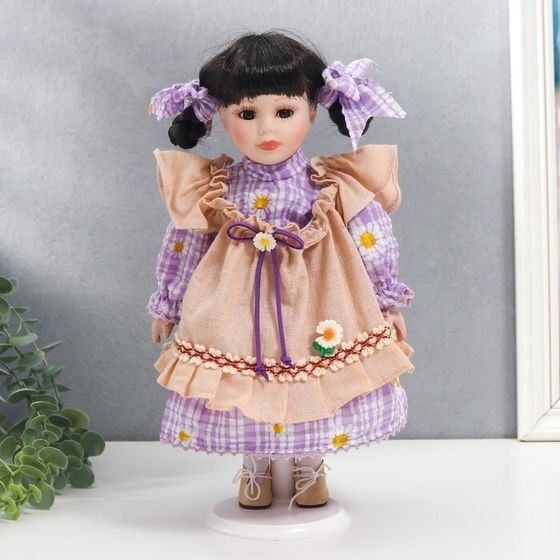 Кукла коллекционная керамика &quot;Зося в сиреневом платье с ромашками&quot; 30 см