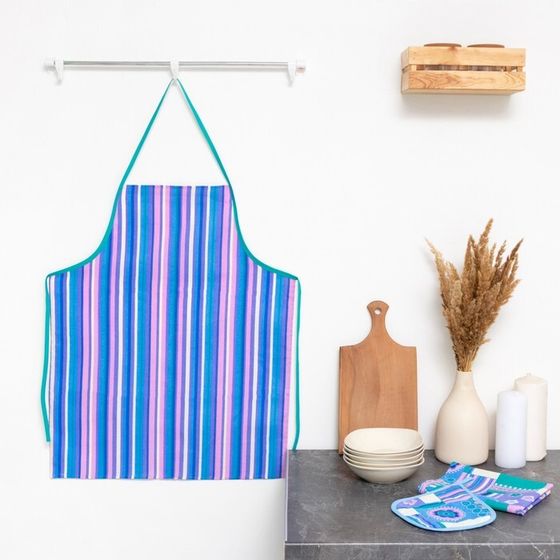 Кухонный набор Мари Санна Сирень+орнамент (прихватка+полотенце+фартук), рогожка