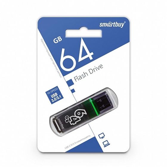 Флеш диск 64Gb Smartbuy Glossy SB64GBGS-DG USB3.0 темно-серый