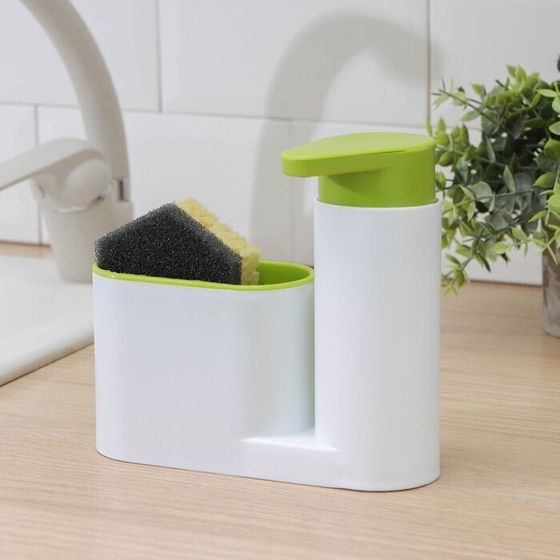 !Подставка для ванных и кухонных принадлежностей с дозатором, 6x17,5x19 см, цвет МИКС