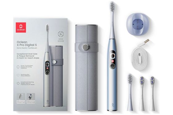 Зубная щетка электрическая Комплект Oclean X Pro Digital Set (Серебрянный) серебрянный 4шт