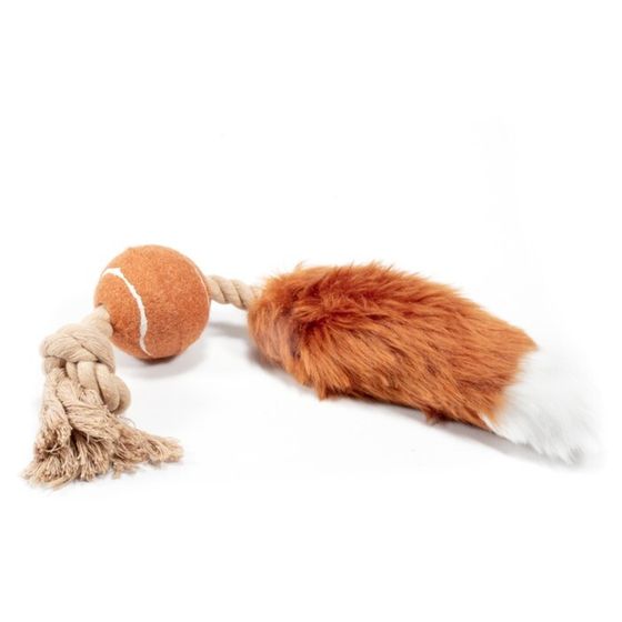 Игрушка для собак Мячик с лисьим хвостом и пищалкой 40см, серия CATCH &amp; FETCH