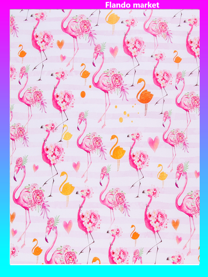 !Бумага упаковочная 3 листа глянцевая «Золотой фламинго» 70 х 100 см.