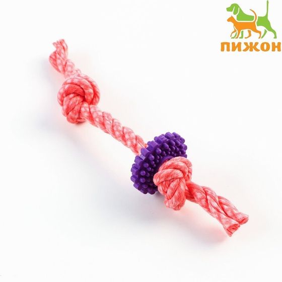 Игрушка жевательная &quot;Шестерёнка на канате&quot;, до 20 см, красная