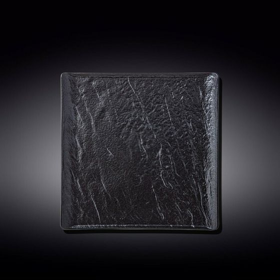 Тарелка квадратная Wilmax England Slate Stone, размер 21.5×21.5 см, цвет чёрный сланец