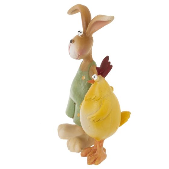 Фигурка декоративная "Заяц с петухом", L6 W3,5 H9,5 см, 2в.