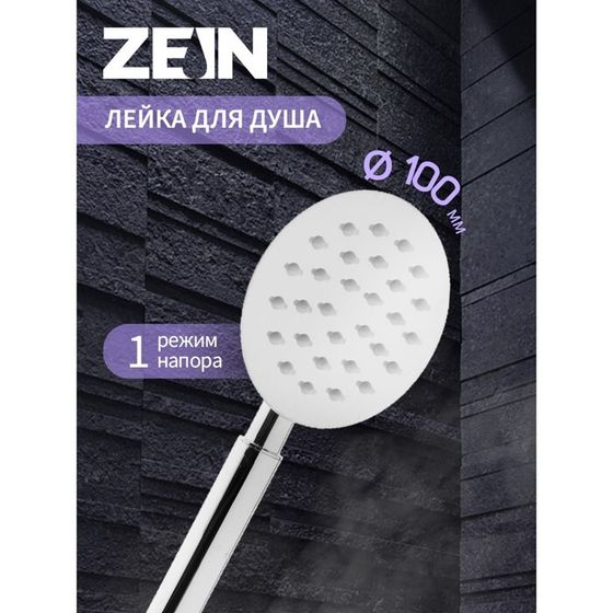 Душевая лейка ZEIN Z2597, 1 режим, круглая, полированная нержавеющая сталь