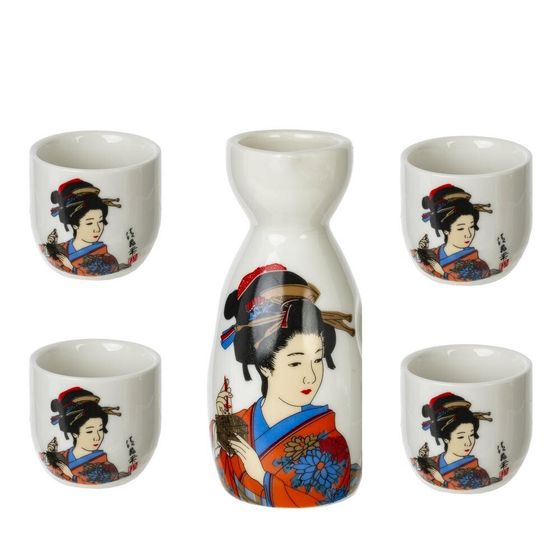 Набор для саке: графин 140 мл и 4 стакана 35 мл, L18,5 W7 H15 см