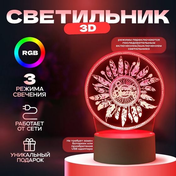 Светильник &quot;Перья&quot; LED RGB от сети 9,5х12х17 см RISALUX