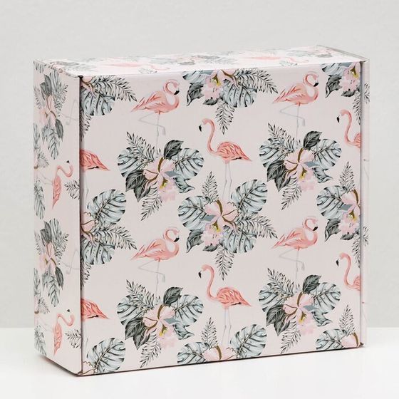 !09 Коробка (набор 2 штуки) самосборная &quot;Тропики&quot;, 23 х 23 х 8 см.