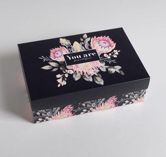 !09 Коробка складная (набор 2 штуки) «Цветы», 30 × 20 × 9 см.