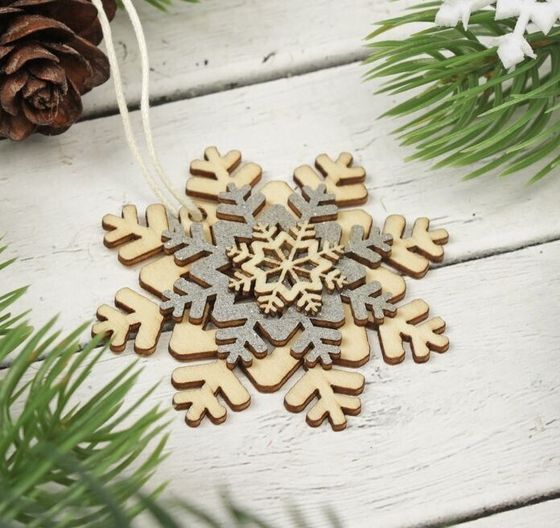 !09 Набор елочных украшений 12 штук: Елочная игрушка «Праздничная снежинка» 6 штук + Елочная игрушка «Резная снежинка» 6 штук