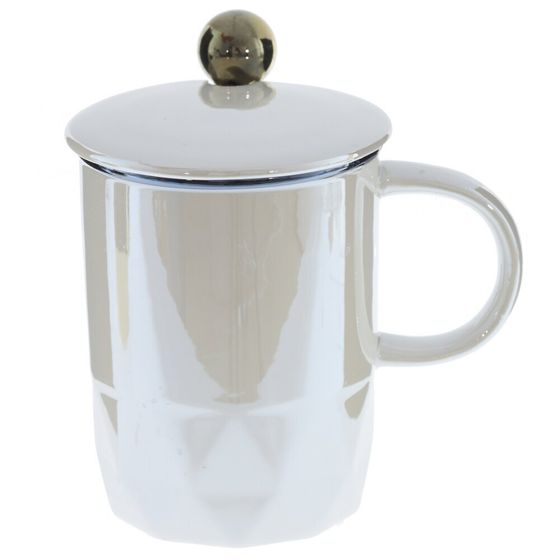 Кружка с крышкой и ложкой, 330 мл, L12 W8 H13 см, 2в.