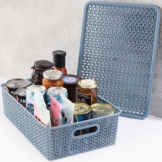 Набор корзинок ВЯЗЬ голубая 2шт 7.5л с крышками