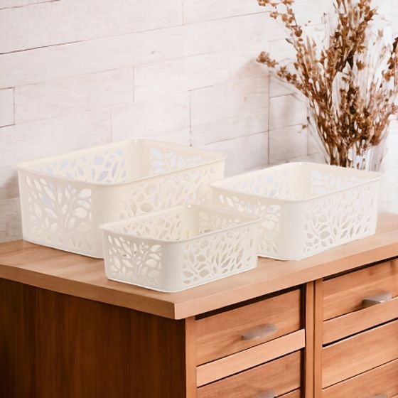 Набор корзинок LEAVES молочных 3шт S+M+L (1,2+2,3+4л)