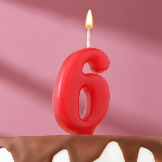 Свеча для торта «Цифра 6», красная, 5.5 см