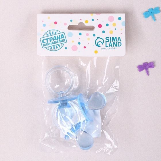 !Набор для украшения «Пустышка», 6 см, набор 6 шт., цвет голубой