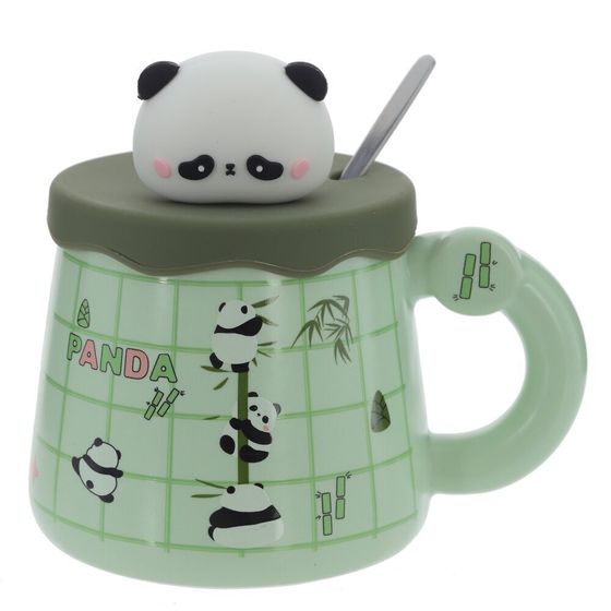 Кружка с крышкой и ложкой, 420 мл, L14 W10 H12,5 см