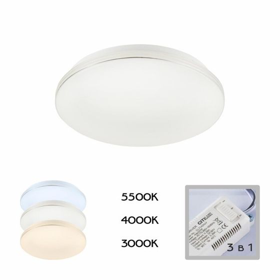 Светильник накладной Citilux «Симпла» CL714240V, 28,5х28,5х6,5 см, 1х24Вт, LED, цвет серый