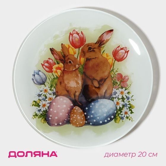Десертная тарелка Доляна «Акварель», d=20 см, стекло, прозрачная