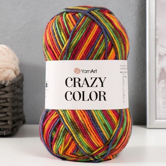 Пряжа &quot;Crazy color&quot; 25% шерсть, 75% акрил 260м/100гр (148)