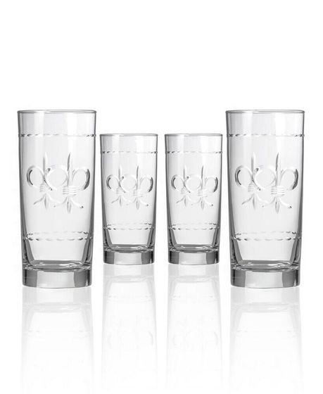 Fleur De Lis Cooler Highball Glass 15oz - Set of 4 Glasses