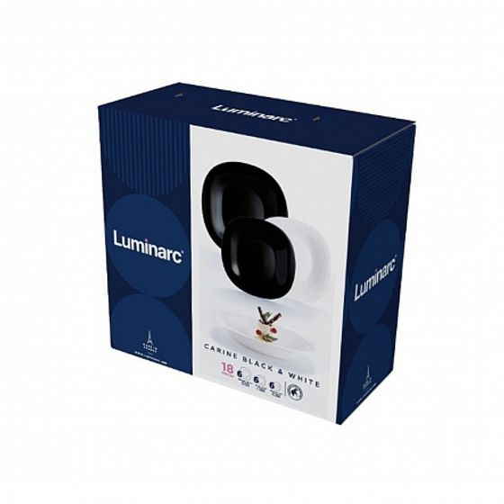 Столовый набор 18 предметов КАРИН черно-белый